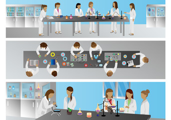Medical Scientists, Laboratory Research, Different View Set