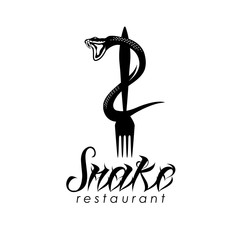 Obraz premium snake on the fork vector design template