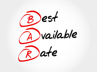 BAR - Best Available Rate, acronym business concept