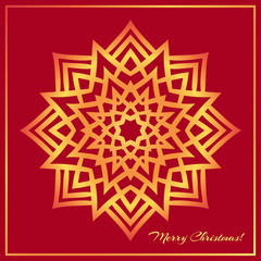 Template Christmas greeting card design decorated with shiny golden star