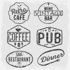 set of vintage cafe ,pub,wine bar and restaurant emblems