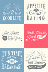 Set of Vintage Food Typographic Quotes