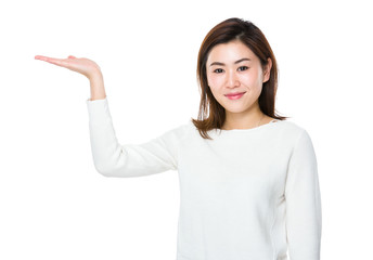 Asian Woman with open hand palm