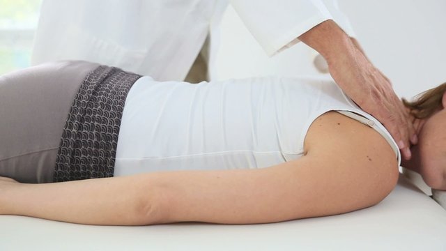 Woman at physiotherapist for massage