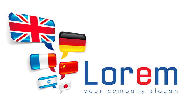 Language learning, educational, international, vector logo template
