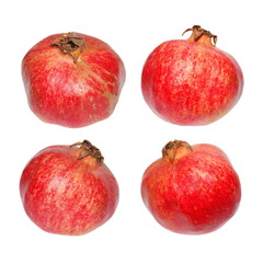 Set of pomegranate fruits isolated on white background, with clipping path  