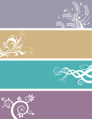 An array of abstract floral web banners in assorted colors