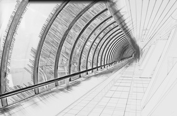 Glazed corridor in office center