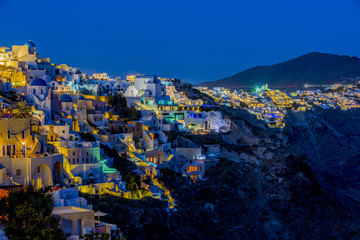 Santorini, Greece - Oia village at night