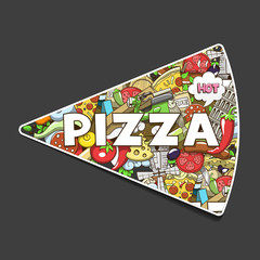 Pizza hand drawn title design vector illustration