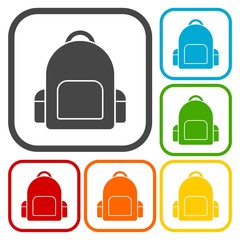 School bag icons set