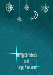 Merry Christmas and Happy New Year postcard. Vector Illustration