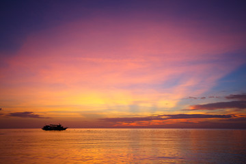 Amazing sunset form Thailand beach. Koh Nang Yuan, Koh Tao