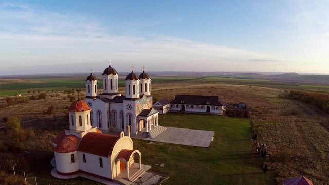 Aerial view of Codru monastery in Dobrogea, Romania