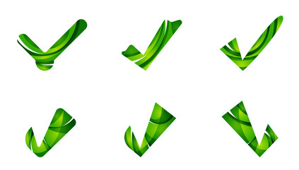 Set of abstract OK and tick icons, business logotype concepts