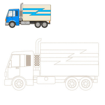 Draw truck educational game vector illustration