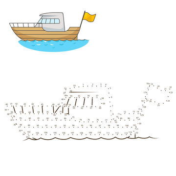Connect dots to draw yacht educational game