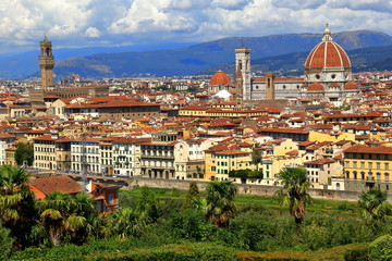 Fototapeta na wymiar View on Florence city from the Piazzale Michelangelo in Italy