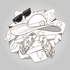 Summer clothes colorless vector illustration