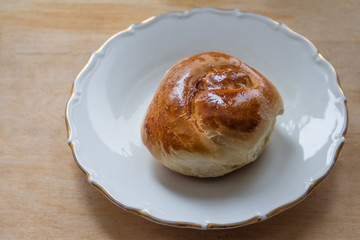 Ruddy pie on the plate