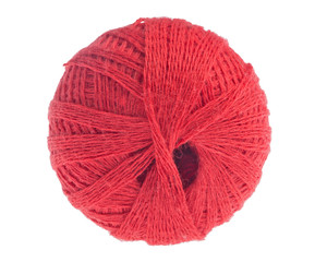 clew of red thread isolated on white
