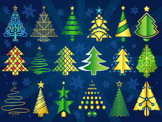 Christmas Vector Tree Set