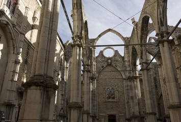 Roofless Carmo Convent in Lisbon, ruined by the earthquake