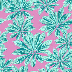seamless tropical palm leaves pattern fashion design vector illustration