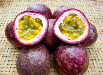 Passion fruit on the wooden