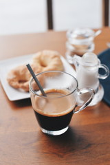 cup of coffee latte in coffee shop