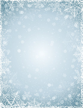 Grey background with  frame of snowflakes,  vector