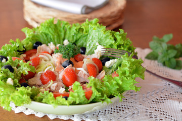 Fresh Mixed Vegetable Salad With Chicken Meat
