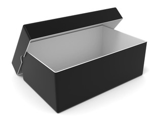 Naklejka premium Empty black box, 3D render illustration isolated on white background