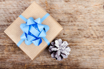 Christmas gift on wooden background
