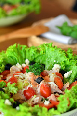 Fresh Mixed Vegetable Salad With Chicken Meat