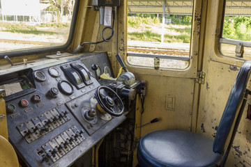 Vintage Railroad engineer and dashboard
