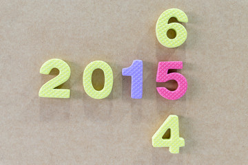 Colorful plastic alphabet letter set for new year day.