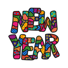 new year button on white background