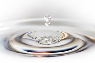 Beautiful image of a drop of water falling into a reservoir creating a ripple