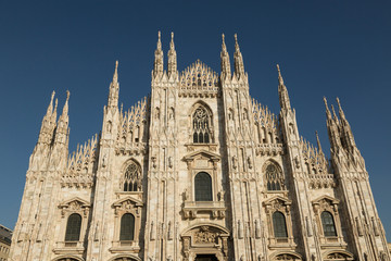 Fototapeta premium the gothic duomo or Milan Cathedral dedicated to St. Mary of the Nativity, Milan, Italy