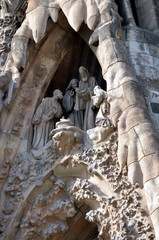 the Nativity  Architectural details of Sagrada Familia Barcelona Spain