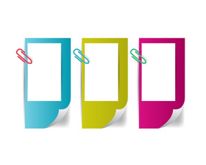 3 Color paper stickers. Vector.