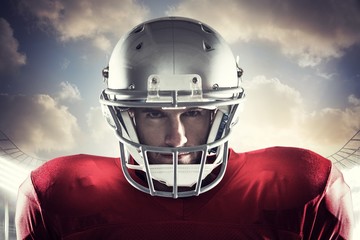 Composite image of close-up portrait of american football player