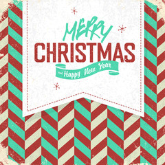 Obraz premium Vintage poster with Merry Christmas Lettering. Retro Xmas Badge