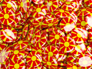 Background with round pins with flag of macedonia