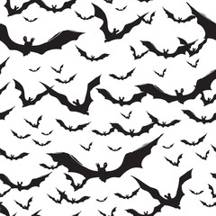 Halloween themed background with bats silhouettes on white backg