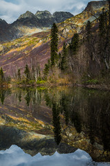 Mountain lake. Autumn colors in the lake, Russia
