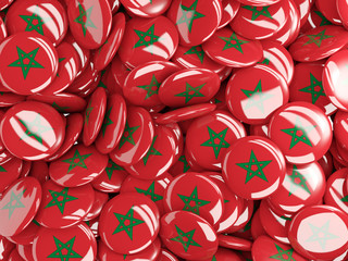 Background with round pins with flag of morocco