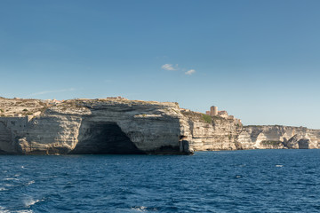 Fototapeta na wymiar Cave in the white cliffs below Bonifacio in south Corsica