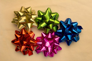 Collection of color bows with ribbons